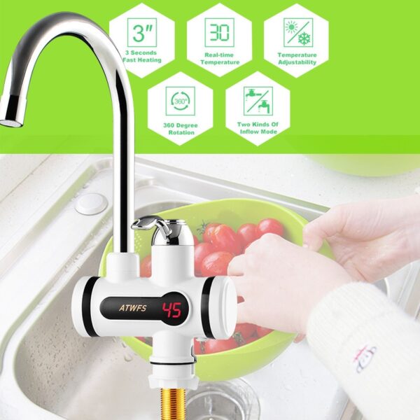 Torneira com Aquecedor de Água Elétrico + display de temperatura - ATWFS 220V - Imagem 6